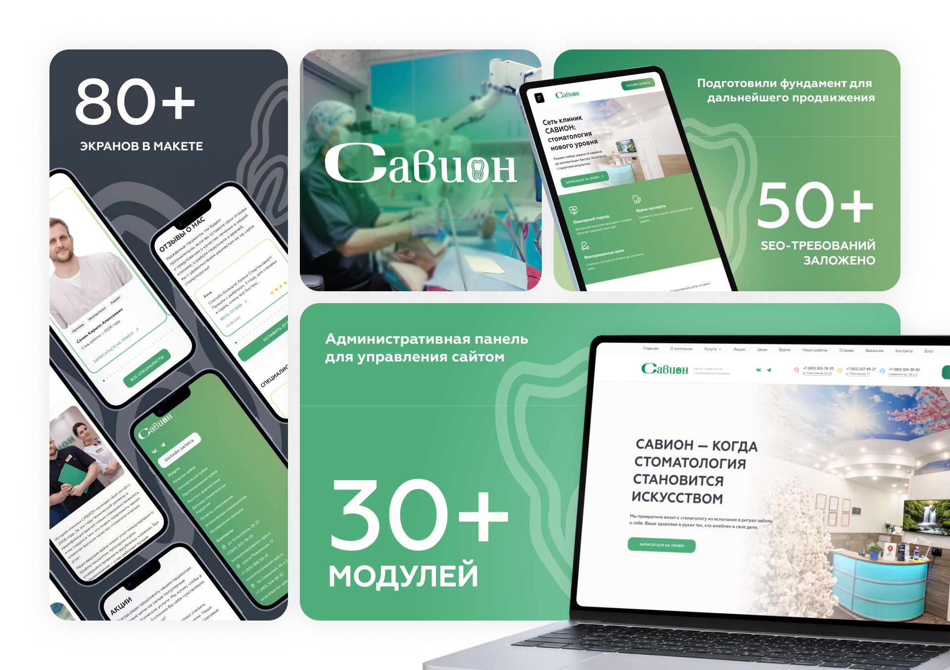 Итоговые экраны и показатели проекта САВИОН